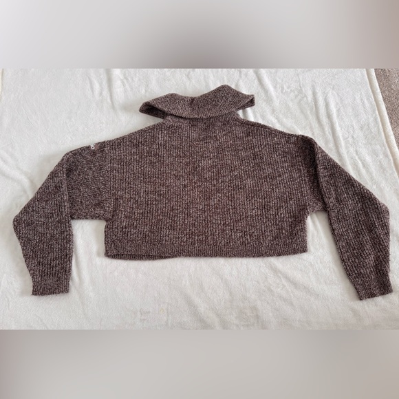 Alo Size Small Brown/white blend crop top long sleeve sweater - Picture 9 of 10
